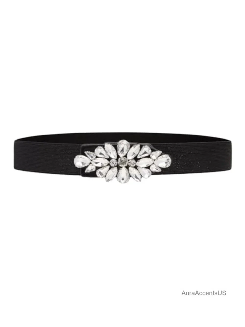 Rhinestone Bow Elastic Skinny Stretch Dress Belt
